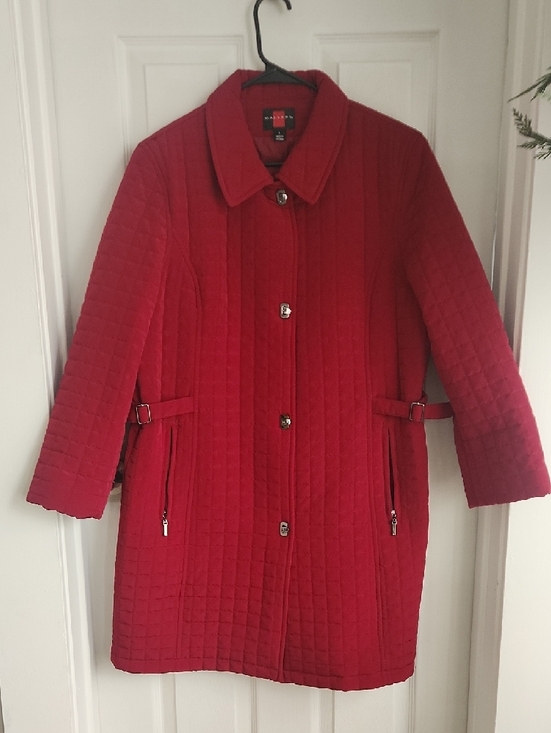 Gallery Jackets & Blazers - Gallery Red Quilted Coat with Classic Collar